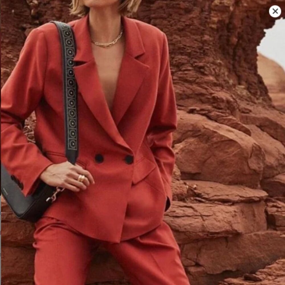 Anine Bing Becky Blazer - Large - Rust - Double-Breasted